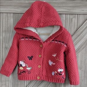( NUTMEG ) Embroidered Knit Hooded Sherpa Sweater